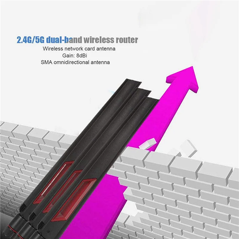 PHILE-High Gain Router Antenna SMA 8Dbi 2.4G/5.8G Dual Band Antenna Wifi Router Adapter For ASUS AC68U/AC88U/AC66U 9PCS