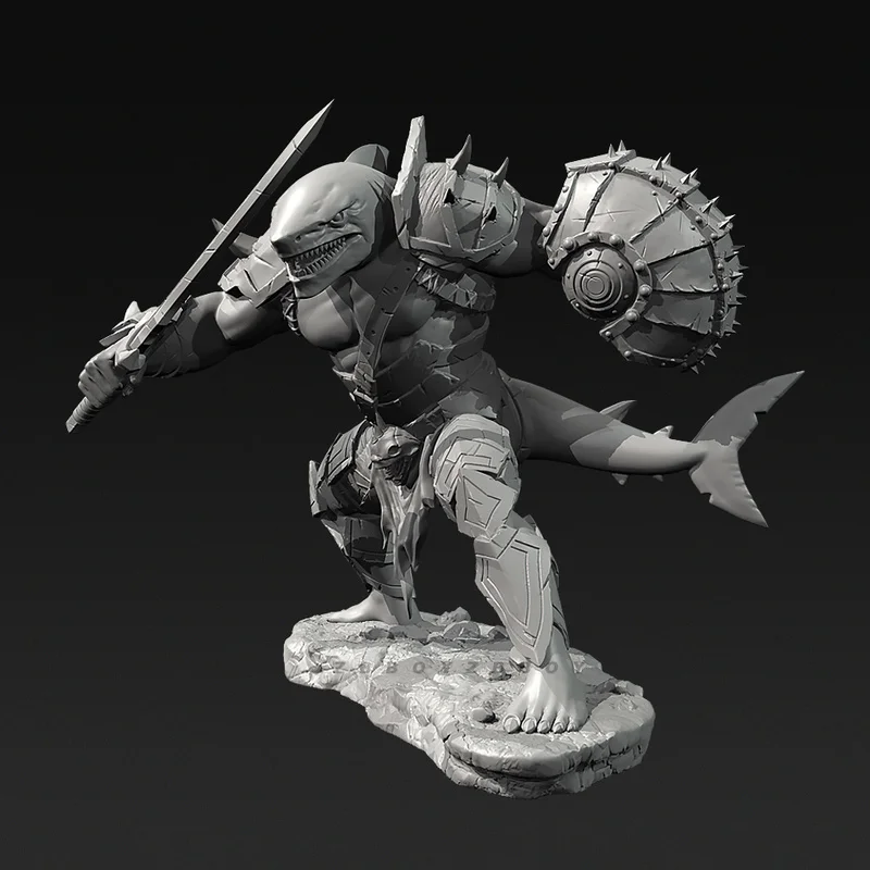 

38mm 50mm 75mm Shark Monster Resin Model Figure Gk Micro Miniature 3d Printed White Model Toy Unassembled And Unpainted Kit