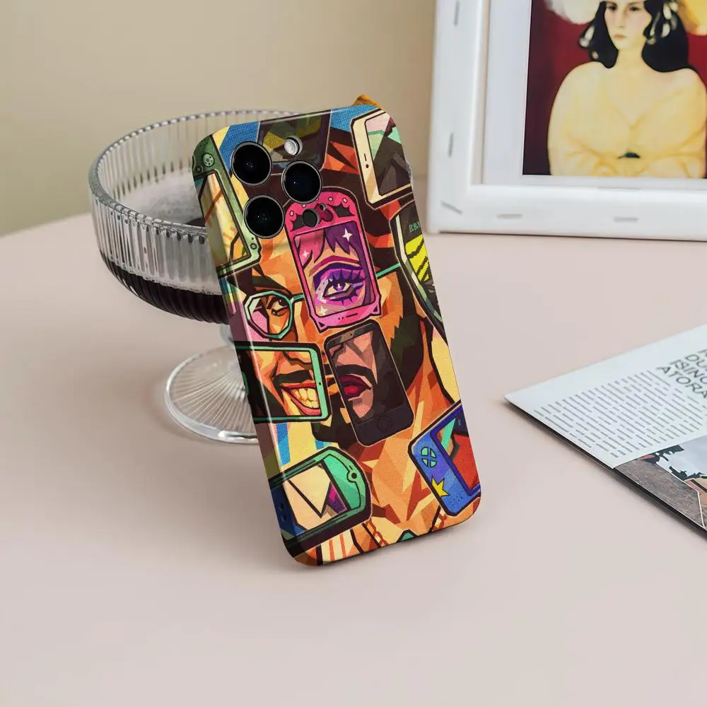 bbno$ Phone Case For iPhone 17 16 15 14 13 12 Pro Max Plus Glossy HD Fine Hole Liquid Film Soft Shell