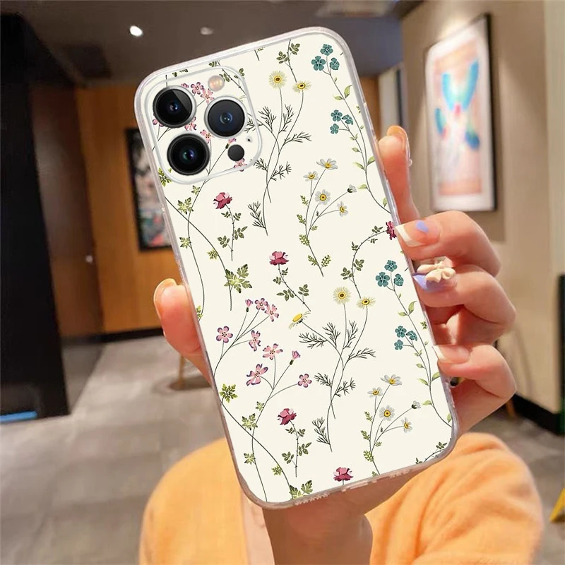 

Phone Case For iphone 17ProMax Air 16 15 14 13 Pro Max 15 16 Pro 15Plus Flower Art Aesthetic