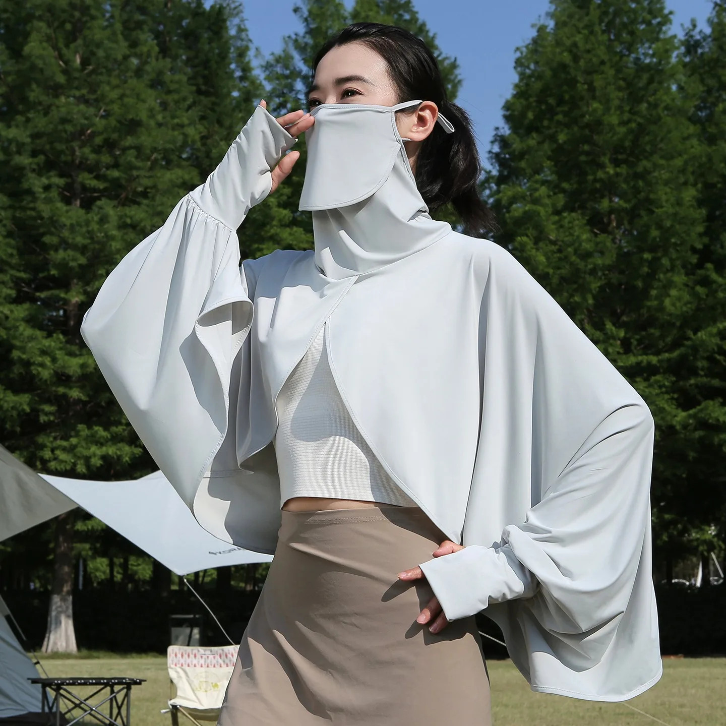 

Facial integrated mask Summer Ice Silk Loose Driving Sun Protection Clothing Breathable Fashionable UV Protection Shawl Stylish
