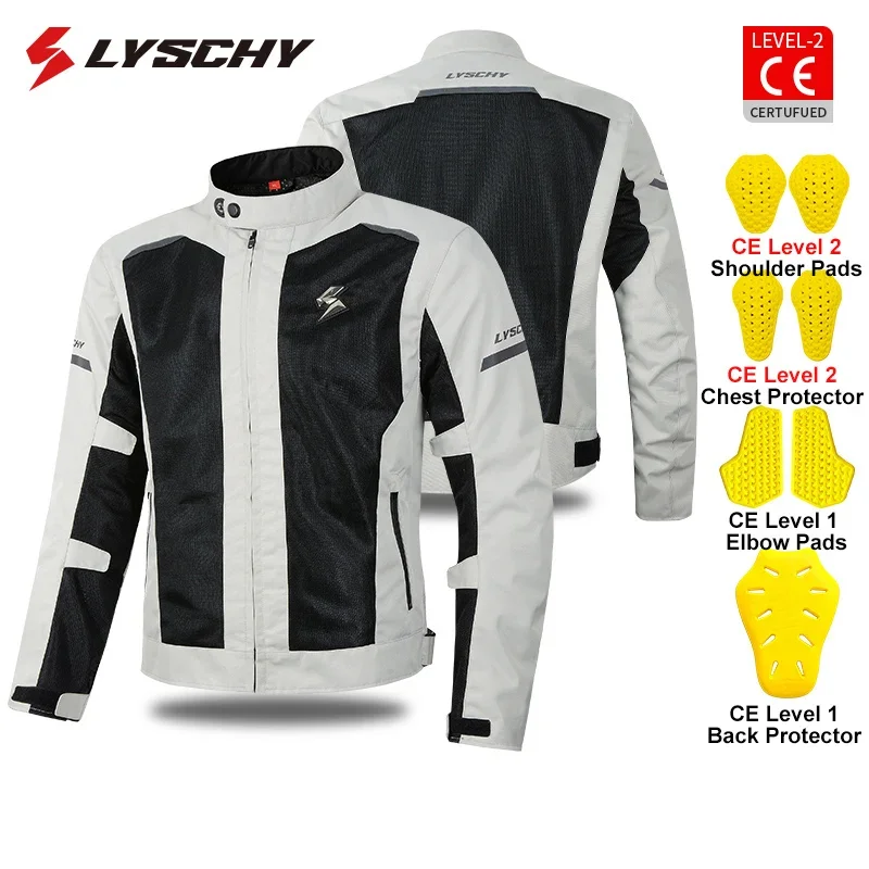 

LYSCHY Motorcycle Jacket Reflective Breathable Motorbike Jacket Men Women CE Protective Gear Anti-fall Motocross Riding Clothing