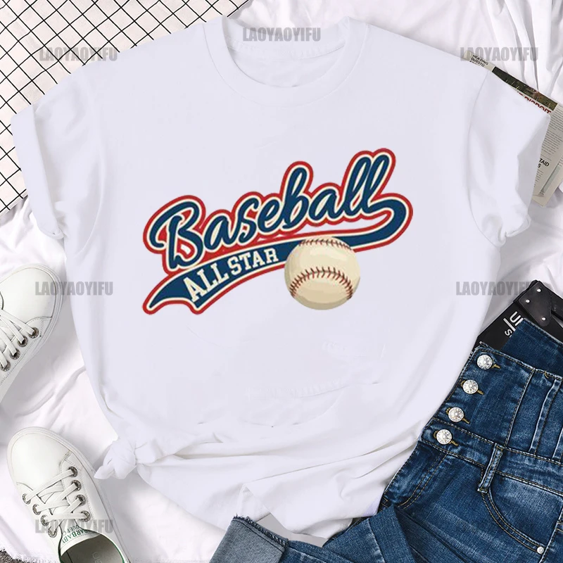 

BASEBALL Printing Shirt Harajuku Casual T-Shirt Street Fashion Short Sleeve Clothing Streetwear Men's Hip Hop Cotton