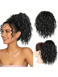 Short curls Elastic drawstring Ponytail, between ponytail and elastic drawstring Wavy synthetic curls for everyday use