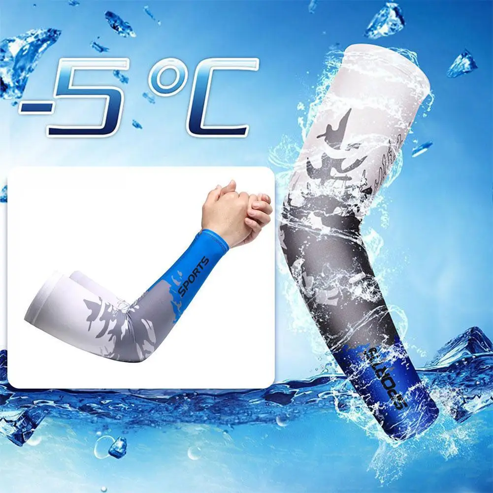 Summer Thin Men's Women's Ice Silk Sleeves Printed Ice Sleeves UV Protection Sun Protection Outdoor Driving Cycling Arm Covers