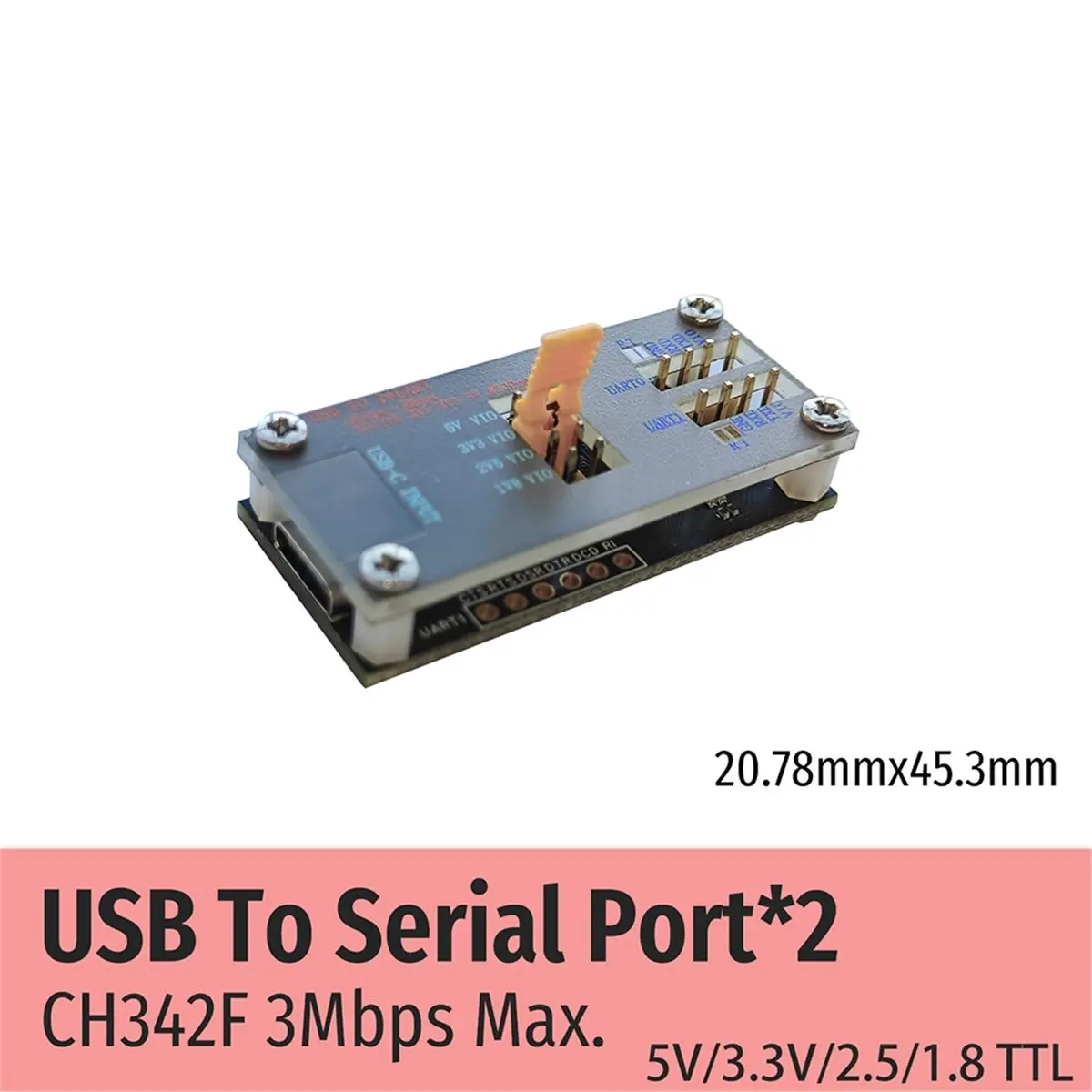 618 Mega Sale New CH342F USB to 2-Way TTL Serial Module Supports 1V8 2V5 3V3 5V Power 3Mbps Max