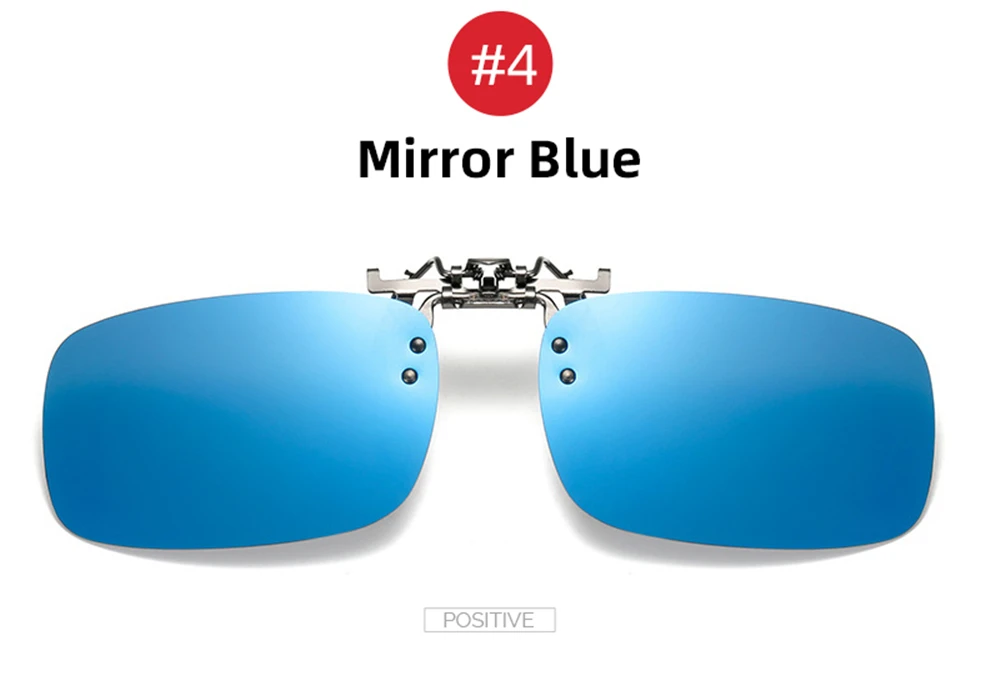 VIVIBEE Spiegel Blau Flip Up Clip auf Sonnenbrille Angeln Männer Quadratische Polarisierte Linse Metall Nachtsicht Fahren UV400 Frauen Gläser – Detail 12