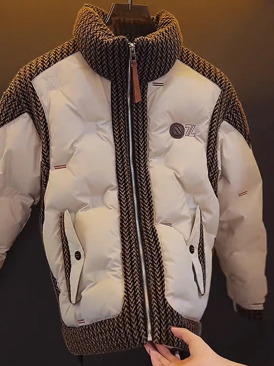 

Men's down Jaet Stand Collar Winter Warm Faionable Anti-Cold 2026 New Sle PU Fabric Light Luxury Sle Zipper Closure