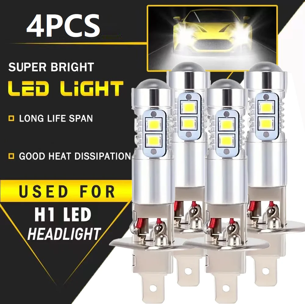 

2 шт. H1 светодиодный комплект ламп для фар дальнего и ближнего света противотуманные фары 6000K белый 50 Вт, без батареи