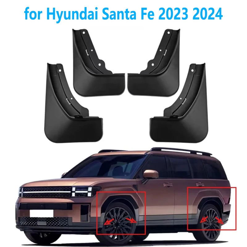 Car 4PCS Mud Guard Kit Splash Guard Mudguards Mudflaps with Hardware Kit Accessory Front and Rear For Hyundai Santa Fe 2023 2024