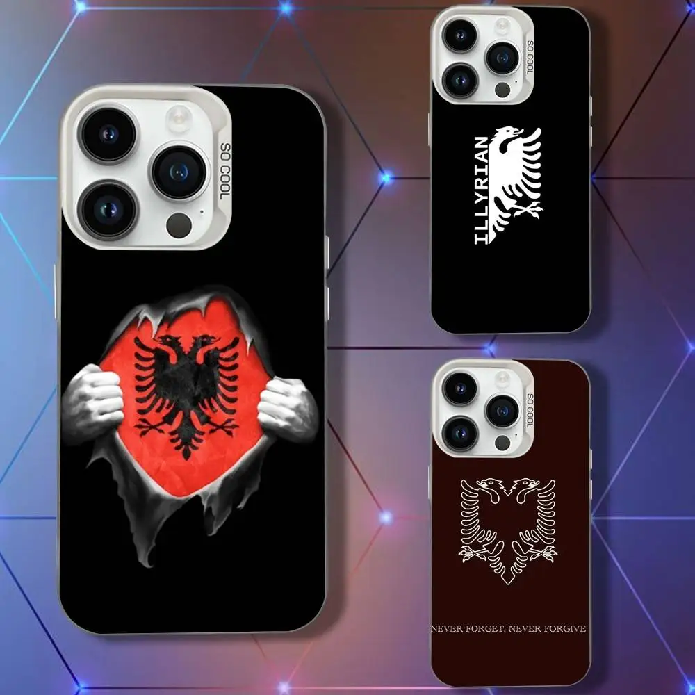 

A-Albanias Flag Phone Case For iPhone 16,15,14,13,12,11,Pro,XS,Max,Plus,Mini,SE White Candy Matte Shockproof Cover