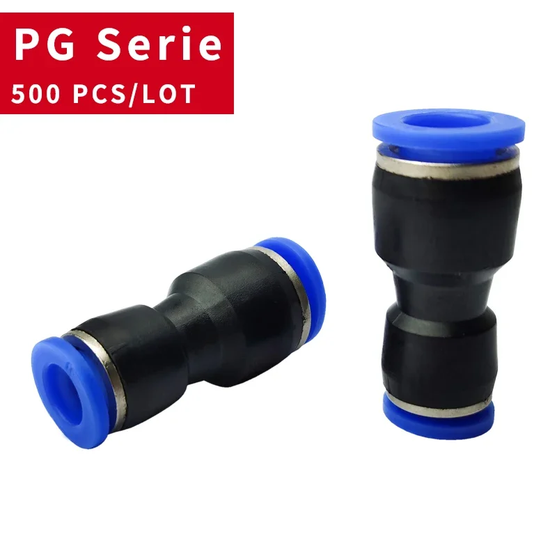 500PCS PG Series 4 to 12mm Plastic Hose Quick Couplings Pneumatic Fitting Reducing  Straight Through