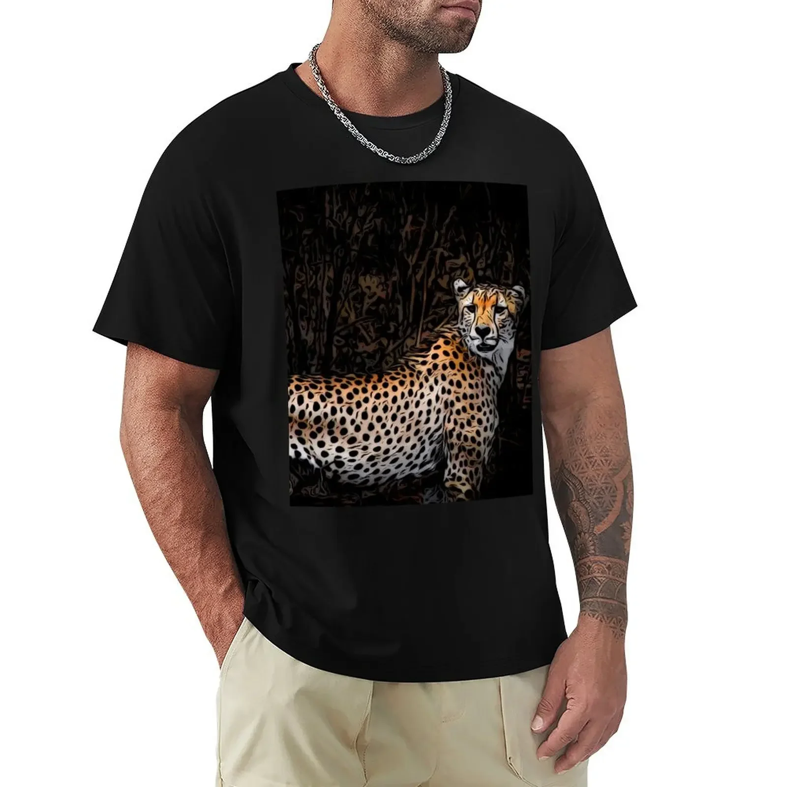 Cheetah T-shirt plain quick drying kawaii clothes mens graphic t-shirts anime