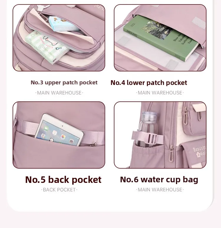 Middle School Backpack for Girls Large Capacity Bookbag Lightweight Fashion Student Backpack Simple Modern School Bags for Teens