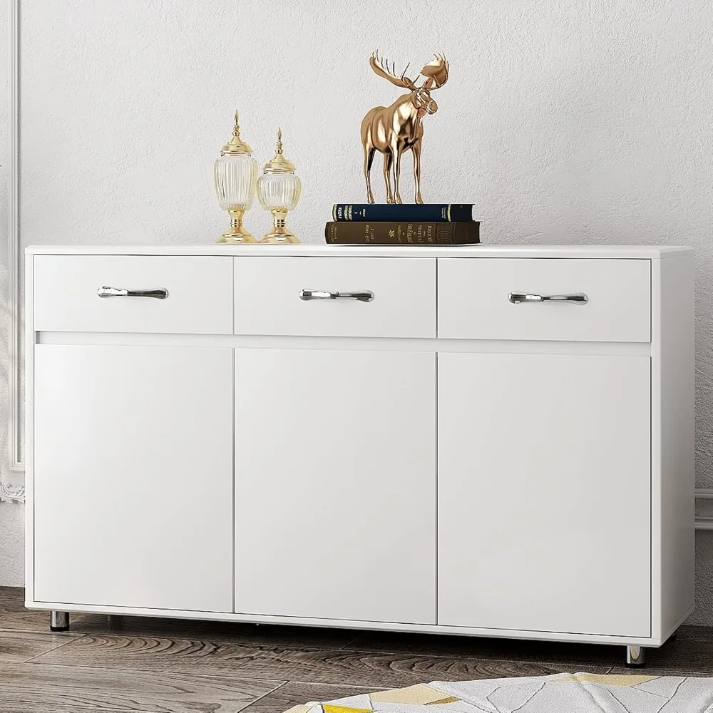 

Buffet Kitchen Cabinet Storage Sideboard Cabinet Cupboard Sideboard Buffet Kitchen Room (White -3 Doors and 3 Drawers)