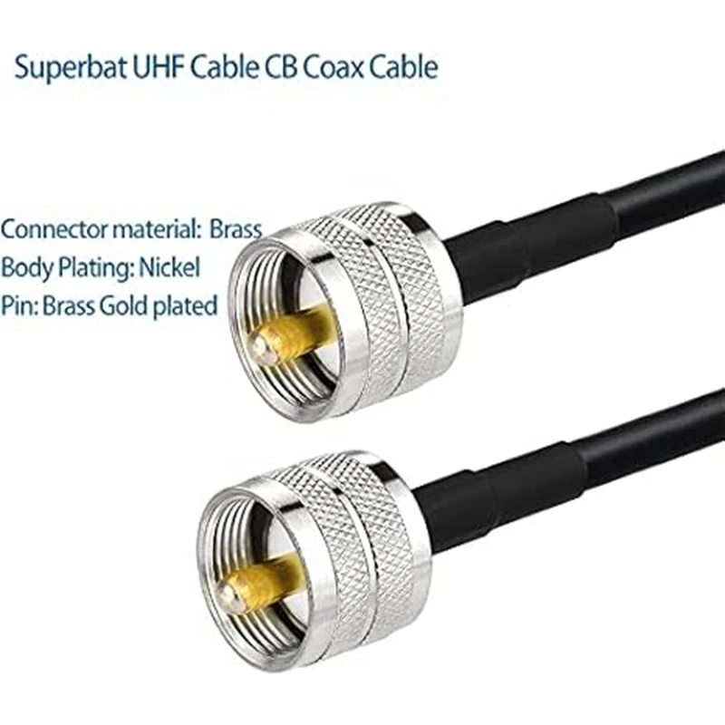 Superbat UHF(PL259) Plug to Male Pigtail Jumper RG58 30cm Extension Cable for for HAM & CB Radio Antenna Analyzer Dummy Load SWR