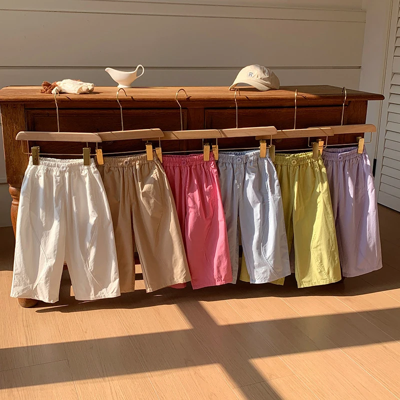 Summer girls' wide-leg pants, children's thin cargo pants2026New anti-mosquito pants for girls, summer long pants