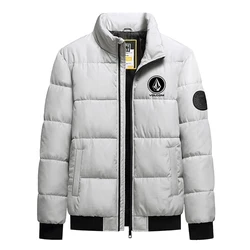 Autumn and Winter VOLCOM Fashion Zipper Men's Stand up Collar Printed Jacket Outdoor Windproof Casual Cotton Jacket