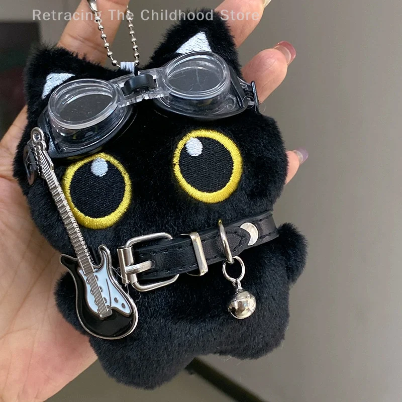 

Милый мультяшный плюшевый брелок с черным котом, очки для плавания, мягкие игрушки с котом, сумка, подвеска, орнамент, креативная кукла, брелок, подарок