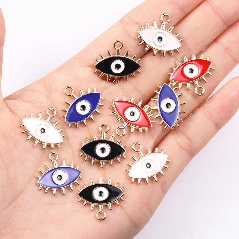 

20Pcs/Lot 18*17mm Oil Drop Turkish Greek Evil Eye Charm for Jewelry Making DIY Necklace Bracelet Earrings Pendant Fashion Amulet