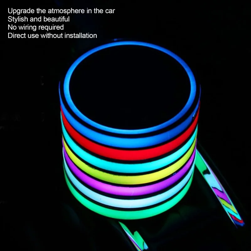 7 Colors 3 Modes LED Car Cup Holder Mat 2PCS USB Charging IP67 Waterproof Anti Slip Universal Atmosphere Light