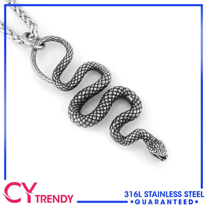 

Fashion Hip Hop Animal Zodiac Snake Accessories Men's European and American Style Personalized Stainless Steel Pendant Necklace