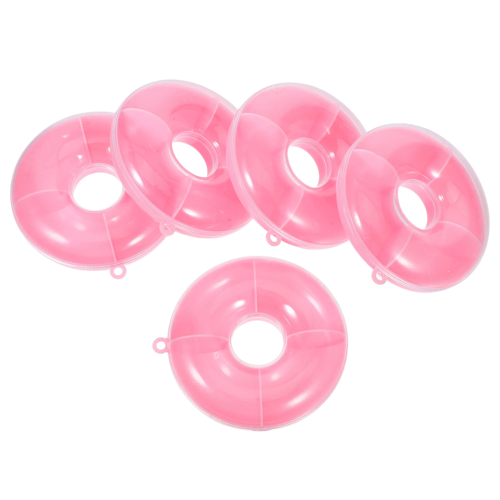 

5 шт., шкатулка для драгоценностей в форме пончика, розовый органайзер для хранения, полупрозрачный контейнер для десерта, серьги из бисера, ожерелье, держатель, витрина, сейф