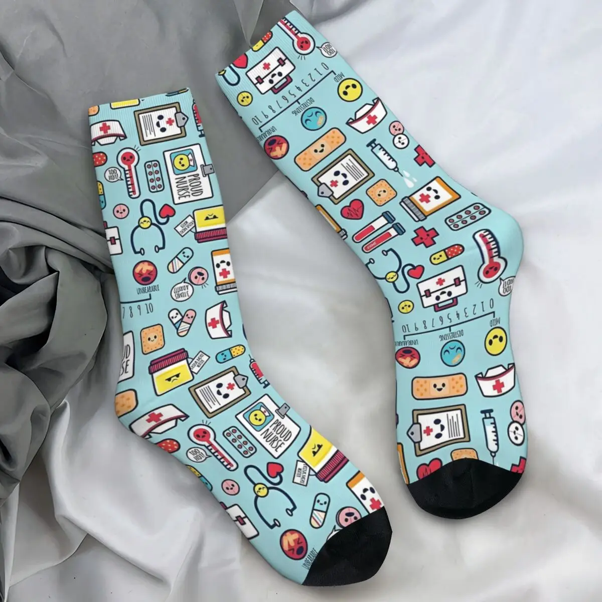 

Proud To Be A Nurse Surface Medical Pattern Blue Socks Spring Stockings Korean Men's Medium Soft Socks Running Anti-Slip Socks