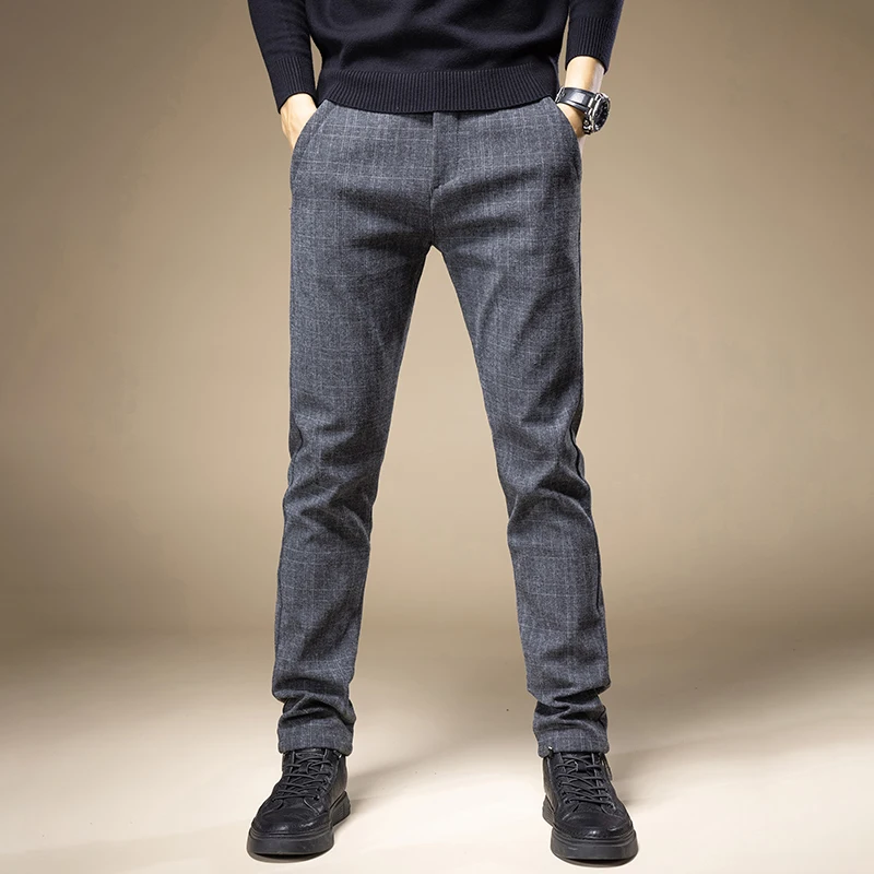 

Plaid Thick Business Trouser Padded Men Hiking Stretch Warm Ice Silk Casual Pant Active Jogger Breathable Lightweight Sweatpants