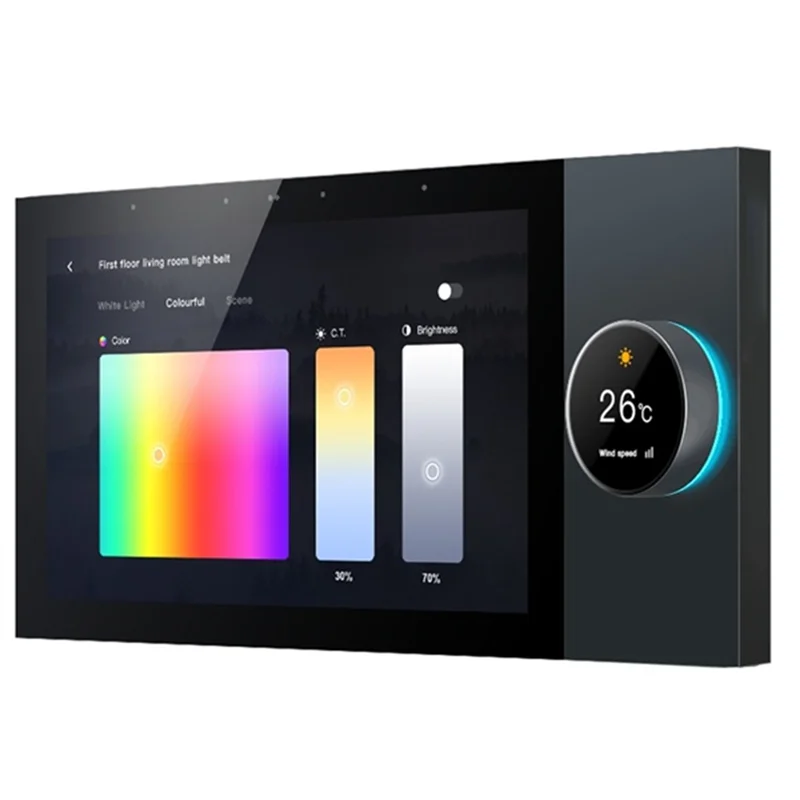 A99E-Tuya Smart Home Control Panel 7 Inch Android 8.1 With Rotary Button Zigbee Hub Wifi Wall Amplifier,For Alexa Voice