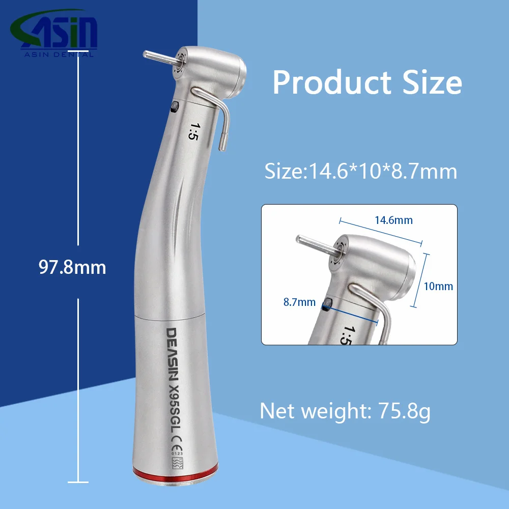 Dental Surgical Material 1:5 Increasing LED Contra Angle Handpiece With External Irrigation Water For Implant