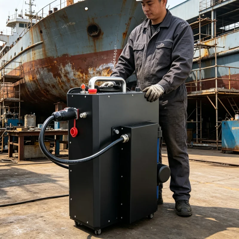 Portable Fiber Laser Cleaning Machine For Aluminum Oxide Cleaning Featuring 100W Flexible On Site Operation Wholesale Supply