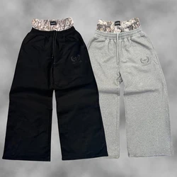 Y2K Trend Sweatpants Camouflage Embroidered Pattern Streetwear Men Women Clothing Retro Camo Baggy Pants Unisex Wide Leg Pants