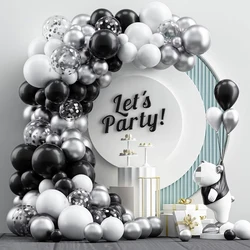 Black Silver Balloons Arch Garland Kit Graduation Decor New Year Ballon Garland Kid Birthday Party Baby Shower Decoration Globos