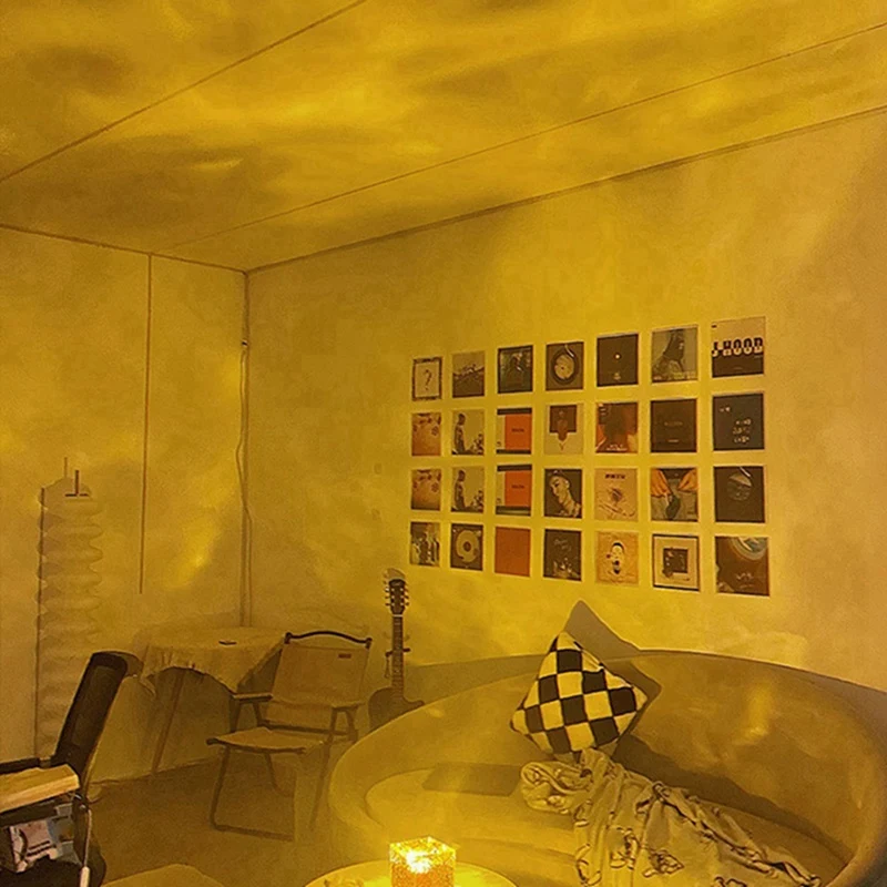 물결 장식 야간 조명, 파도 프로젝션 분위기 책상 조명, 16색 터치 제어, 원격 제어, 내구성 있는 앱