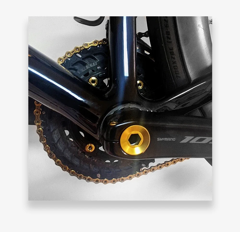 KRSEC 4 Stück Titanlegierungs-Kettenblattschrauben, Einzel- und Doppelkettenblattschrauben, Mountainbike-Kurbelschrauben 6,5/10,5 mm, Ersatzteile – Detail 9