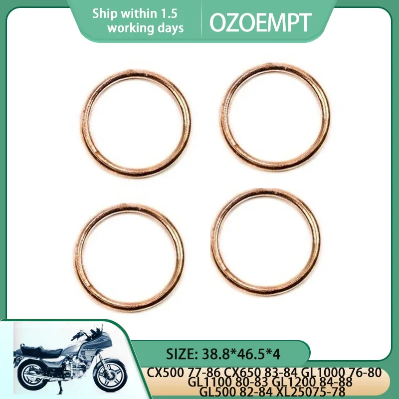 OZOEMPT 38.8*46.5*4 Exhaust Pipe Gasket ForCX500 77-86 CX650 83-84 GL1000 76-80 GL1100 80-83 GL1200 84-88 GL500 82-84 XL25075-78