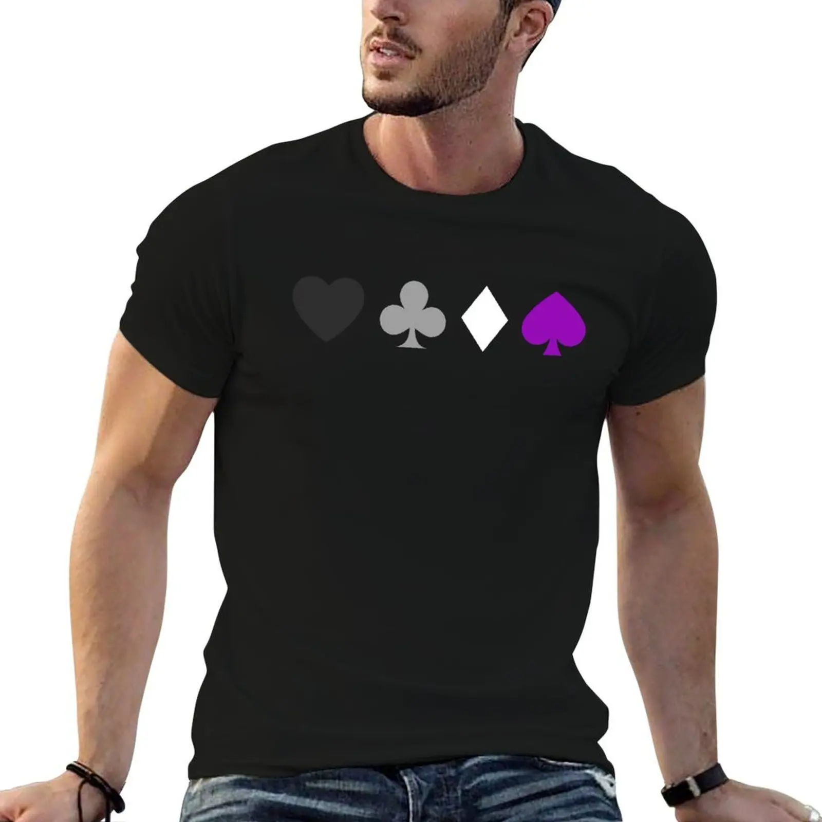 

Heart. Club. Diamond. Spade. Asexual Pride T-Shirt man t shirts cotton t shirt man cotton T-Shirt