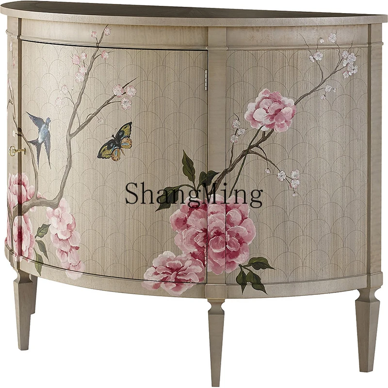 

CL Hand Painted Semicircular Entrance Cabinet Villa Entrance Hall Partition Decorative Cabinet