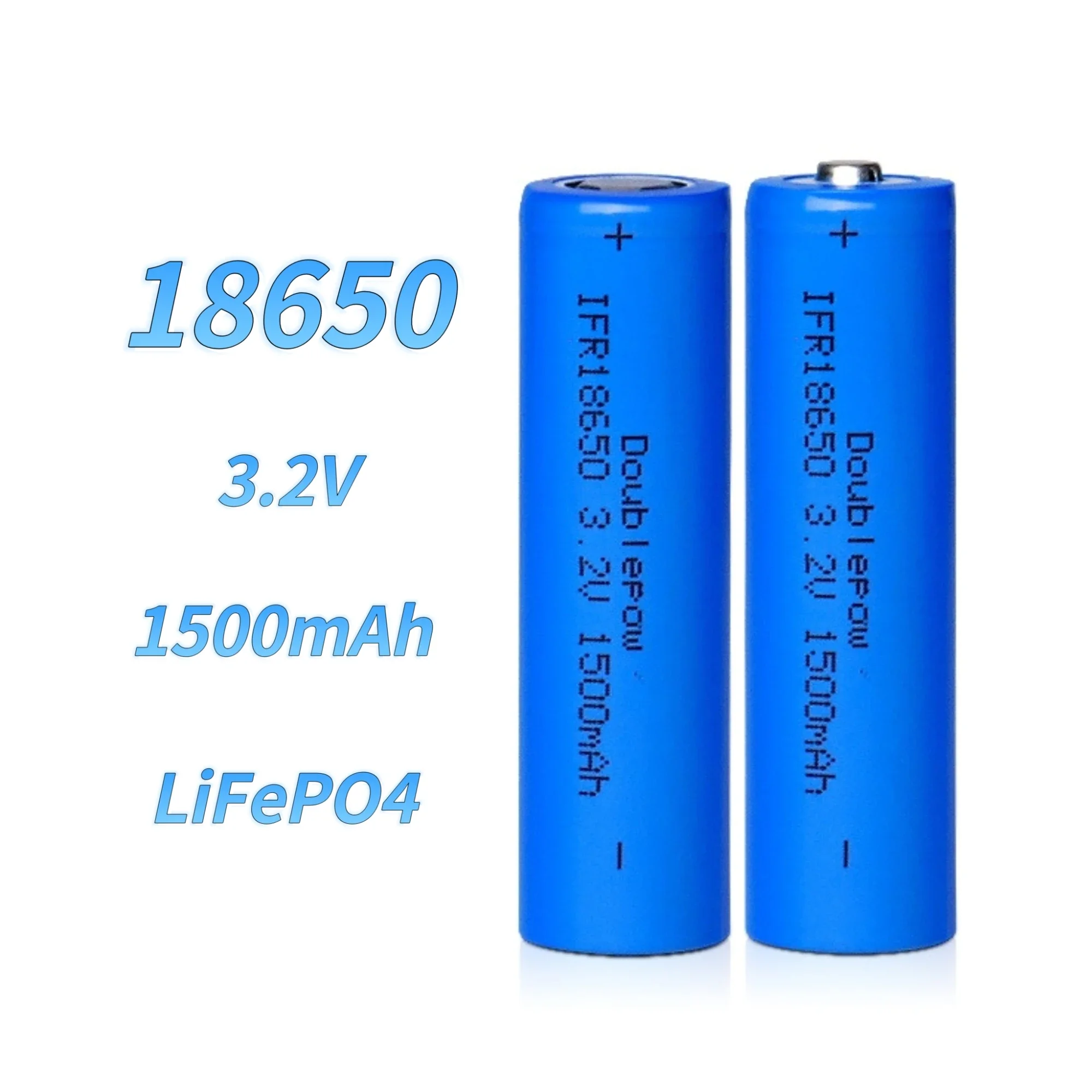 2PCS 18650 LiFePO4 Battery 3.2V 1500mAh LiFePO4 Battery Charger for Solar Lights Electric Sprayers LED Lights Vacuum Cleaners