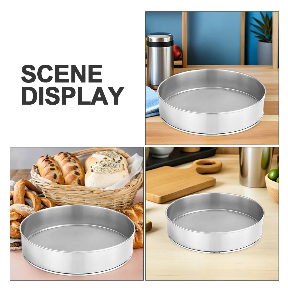 

30Cm Stainless Steel Sifter Fine Mesh Baking Sieve For Sifting Flour Sugar Powder Cake Dough Pizza Bread Durum Rice Flour