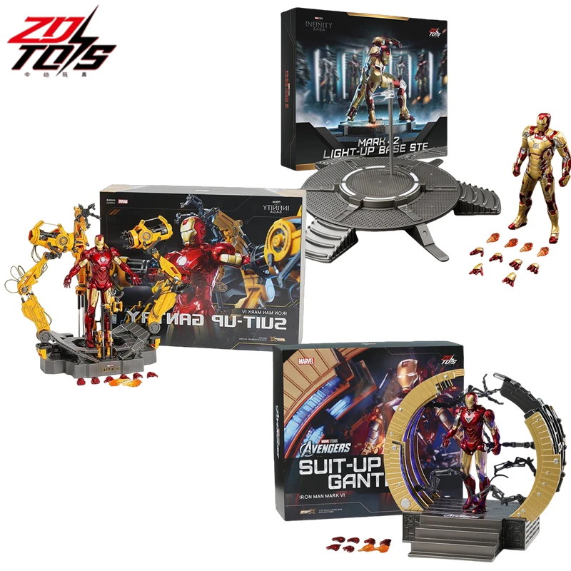 

Светодиодная фигурка Железного человека ZDTDS MK42 MK6 MK4 с платформой для разборки брони и кольцевой платформой для демонтажа, модель Тони Старка