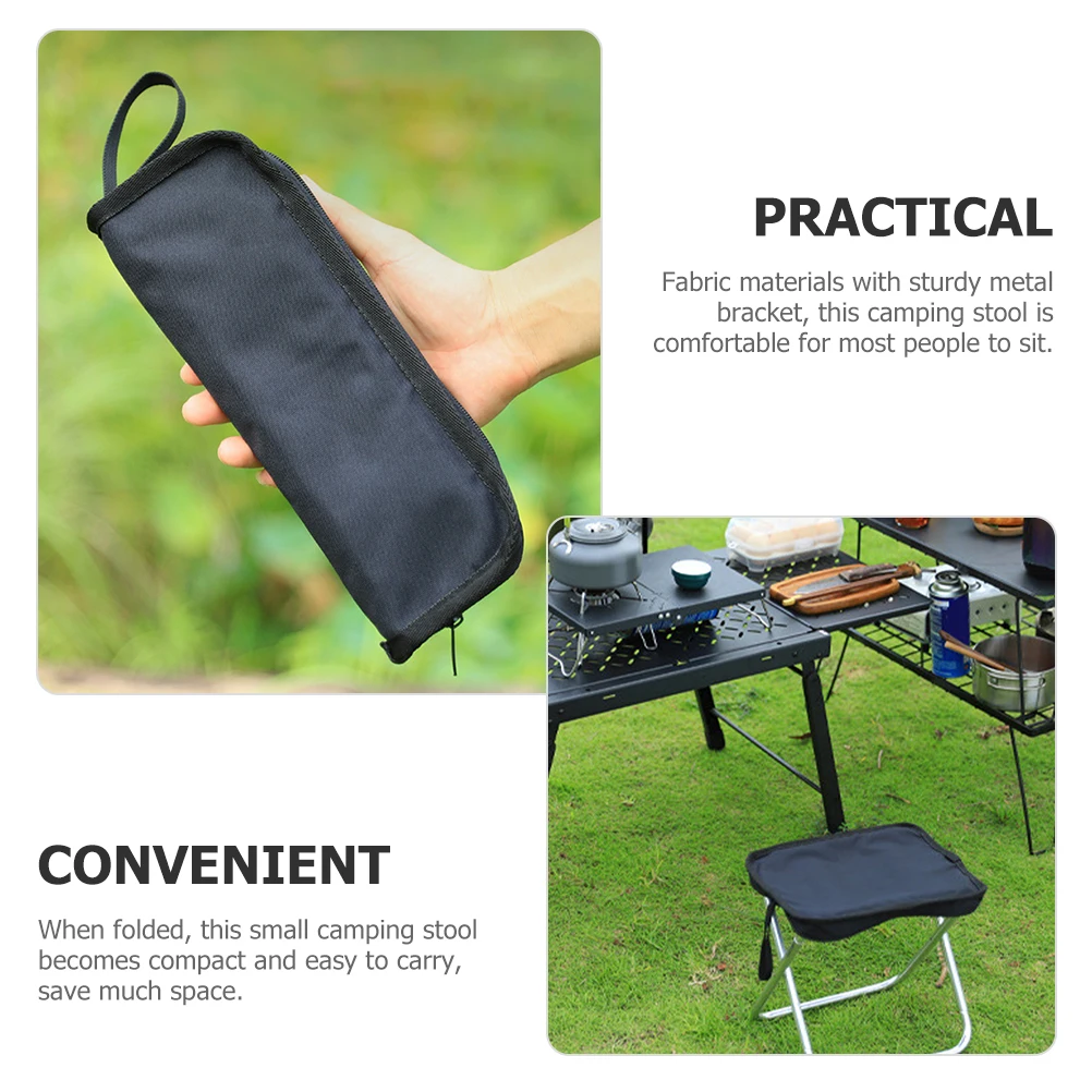 

Camping Chair Foldable Stool Portable Bench Outdoor Lightweight Small Folding Chairs for Travel Black Easy Carry Gardening