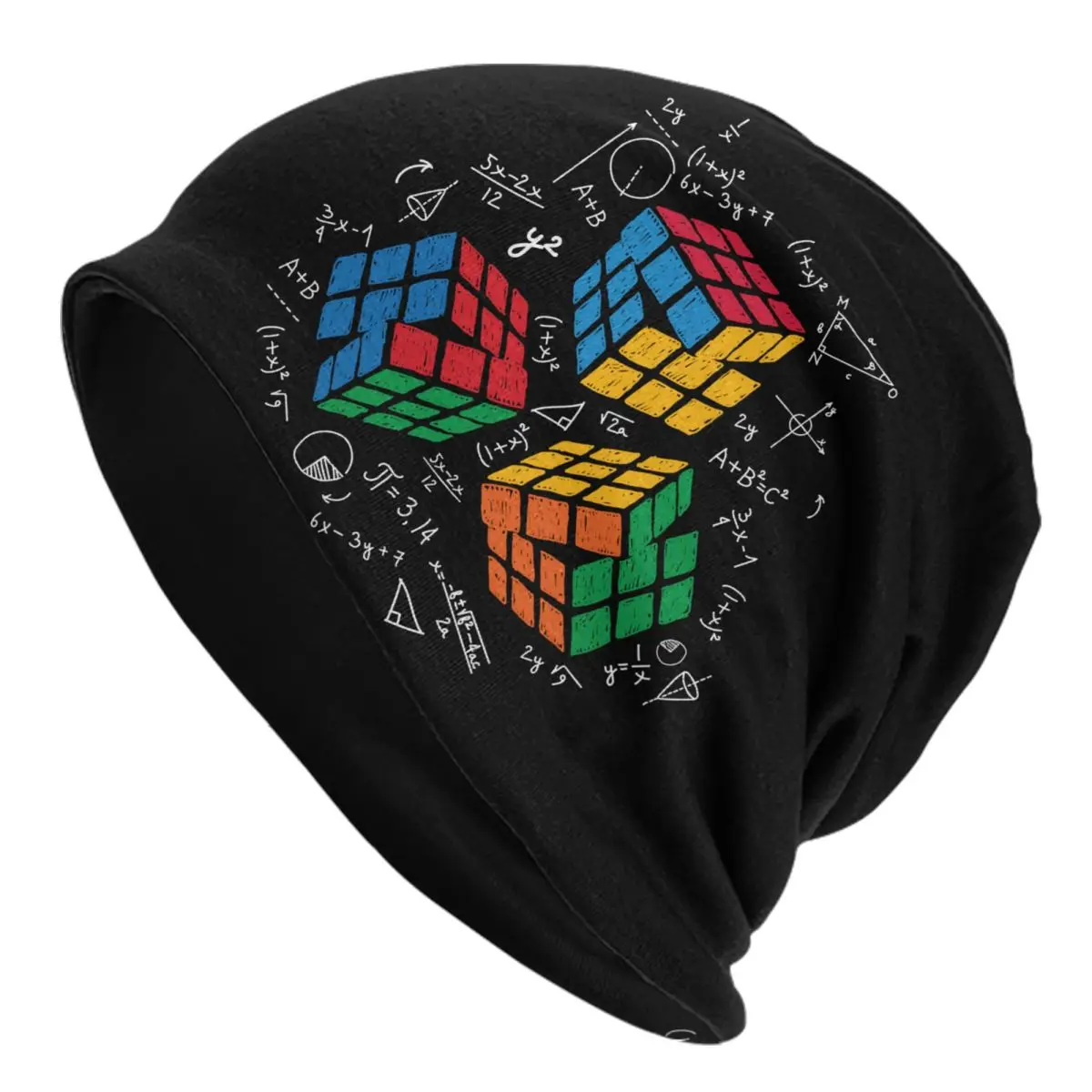 Custom Math Rubiks Cube Bonnet Hat Knitted Hats Men Women Unisex Adult Geek Teacher Gift Warm Winter Skullies Beanies Caps