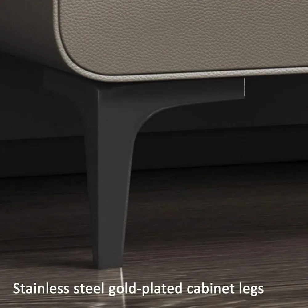 Comodino moderno Mid-Century a 2 cassetti in legno massello con finitura PU, cassetti silenziosi e spazio compatto