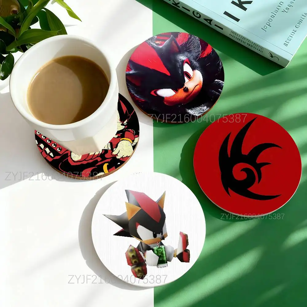 

S-Shadow The H-Hedgehog-S Round Wooden Coasters For Design Suitable for Drinks Tea,Coffee Home Perfect Gift Holidays