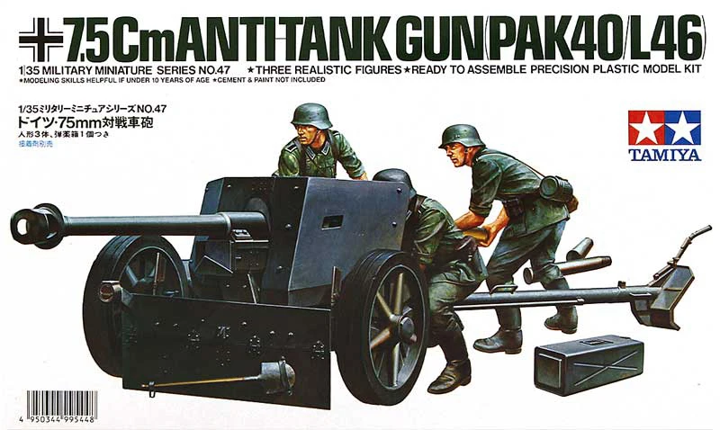 Tamiya model 35047 1/35 Duits 75 mm anti-tankpistool uit de Tweede Wereldoorlog