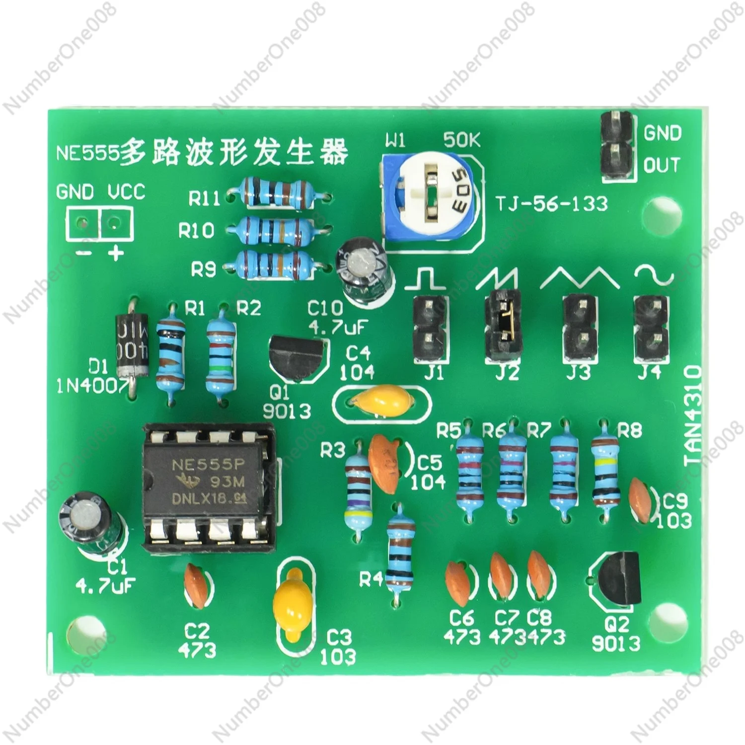 TJ-56-133 NE555 Multi-Channel Waveform Generator DIY Kit Square Sawtooth Triangular Sine Wave Soldering Practice Board 5-12V