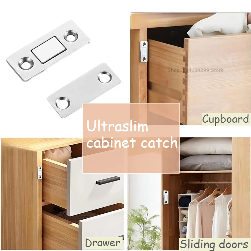 Magnetic Closure Invisible Punch Free Door Stopper Strong Cabinet Door Magnet Ultra Thin Invisible Collision Magnets Door Closet