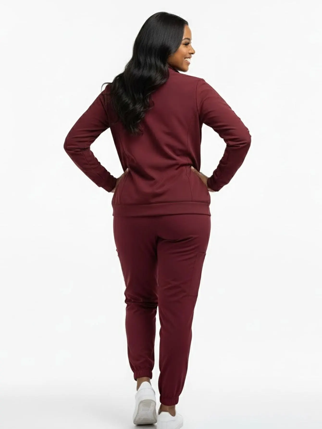 Conjunto de esfoliante unissex de 3 peças: jaleco grosso de manga comprida, top de calças jogger – Uniforme de outono para laboratório de enfermeiras